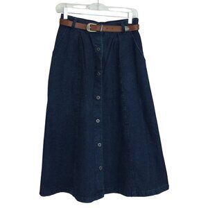 Venice Blues Modest Jean Skirt Ladies Size 12 Elastic Back Button Front